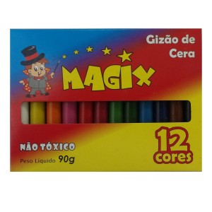 Gizão de cera 12 cores pct c/12 cartelas  gg-214 magix