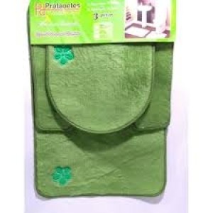 Jogo tapete p/ banheiro bordado kit c/3pçs  55 serie luxo pratapetes