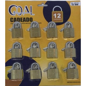 Cadeado goal c/12 pçs 32/32/32 gl-0515