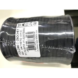 Elastico crochet chato  n.04 preto c/1 rolo 100M 4mm poliester   4rl100-002 sao jose