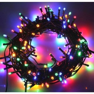 Pisca 100 Led 8 funções fio verde 1007 127v natal