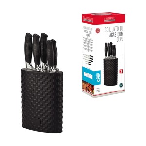 Facas e cepo gc  black1 jg 6pcs fch-j103