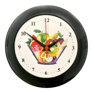 Relógio parede gde pla-504 fruteira numeral peq. preto fundo branco c/1pç plasfort