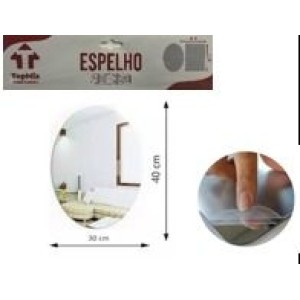 Espelho plástico adesivo oval 40x30cm c/1 peça 0078 Top Mix