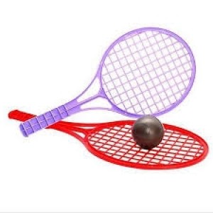 Brinquedo 2 raquetes plásticas + 1 bola 861  337S amar/ mini toys c/1pc