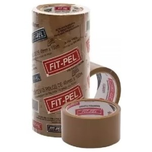 Fita adesiva tipo durex 48x45 pvc 1pct c/5pçs selfa tape marrom 3006 fit-pel