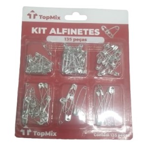 Kit alfinete segurança 1cart c/135pçs tamanhos top mix