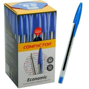 Caneta economic media azul com 50 unidades compactor