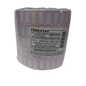 Etiqueta grande n°04 22x12mmx40mt pct c/5 rolos ferreira