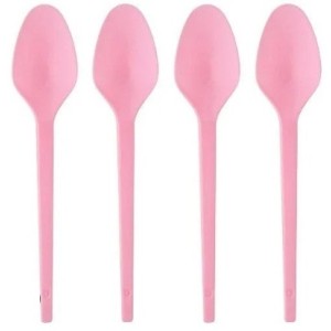 Colher sobremesa c/50pçs descartavel rosa  prafesta