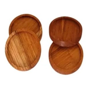 Porta copo madeira redondo c/4pçs 102522  9,6 x1,7cm 5228 edal