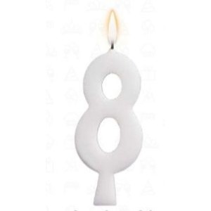 Vela aniversário n°8 branca c/1pç regina