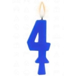 Vela aniversário n°4 azul c/1pç regina