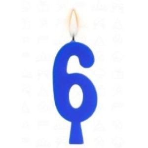 Vela aniversário n°6 azul c/1pç regina