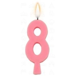 Vela aniversário n°8 rosa c/1pç regina