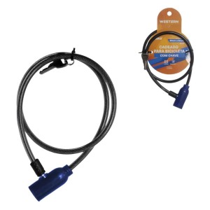 Cadeado flexível antifurto bike com chave c/1 peça 80cm  cd-32 western