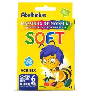 Massa modelar soft  6 cores 90 gramas 07316 c/1 acrilex
