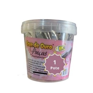 Pinça c/60pçs depilatoria cruz de ouro