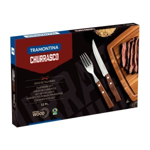 Jogo de talheres para churrasco c/12pçs tramontina