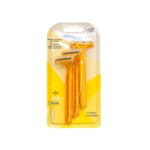 Aparelho de barbear amarelo com 3 cabo emborrachado nvc